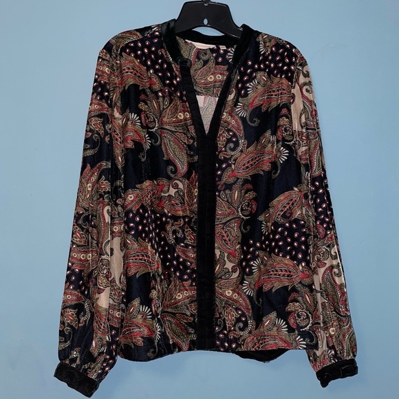 Soft Surroundings Alpine Velvet Top with Balloon Sleeve Size Large - Picture 1 of 7